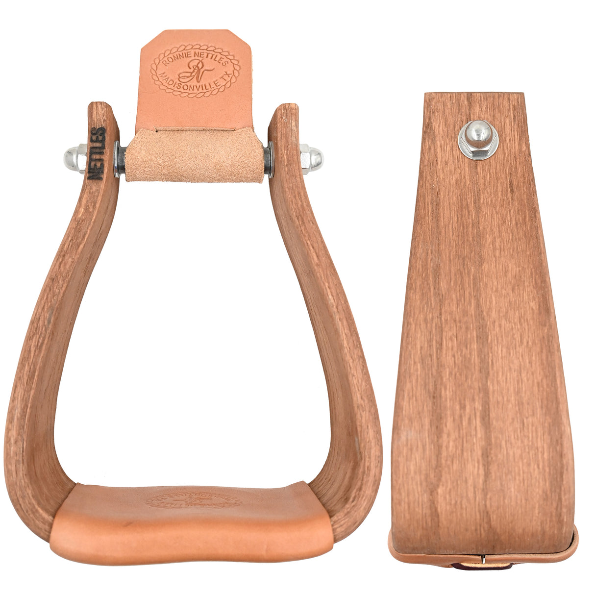 Nettles 3" Chisholm Deep Roper Wooden Stirrups Gunstock Stain
