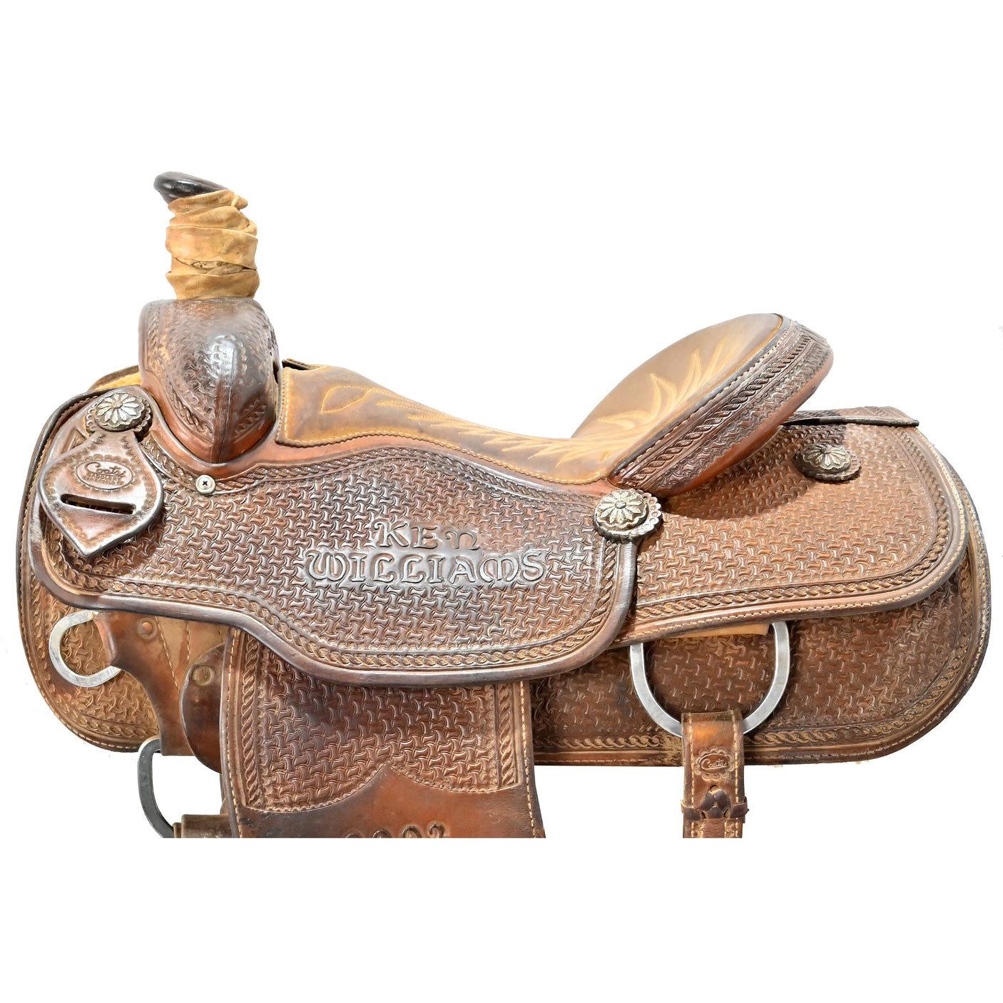Used 15.5" Coats Trophy Team Roping Saddle