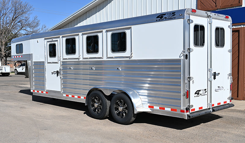 SOLD! 2026 4 Star 4 Horse Slant Gooseneck Convenience Package Trailer, Swing out Saddle Rack in Dressing Room