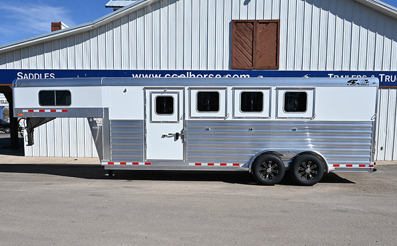 SOLD! 2026 4 Star 4 Horse Slant Gooseneck Convenience Package Trailer, Swing out Saddle Rack in Dressing Room