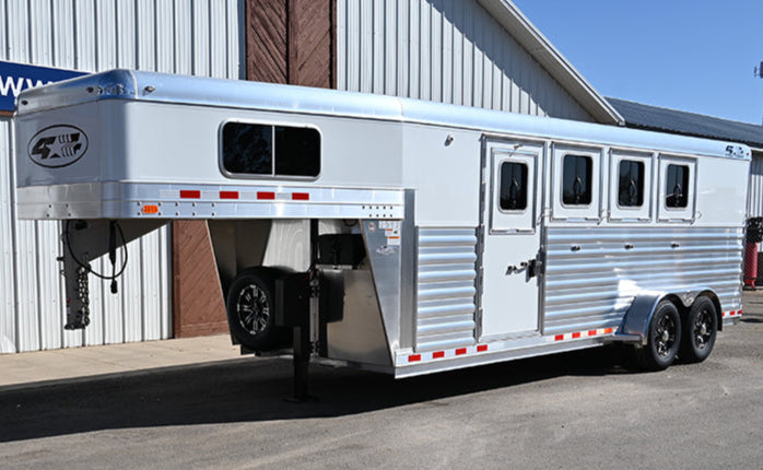 SOLD! 2026 4 Star 4 Horse Slant Gooseneck Convenience Package Trailer, Swing out Saddle Rack in Dressing Room