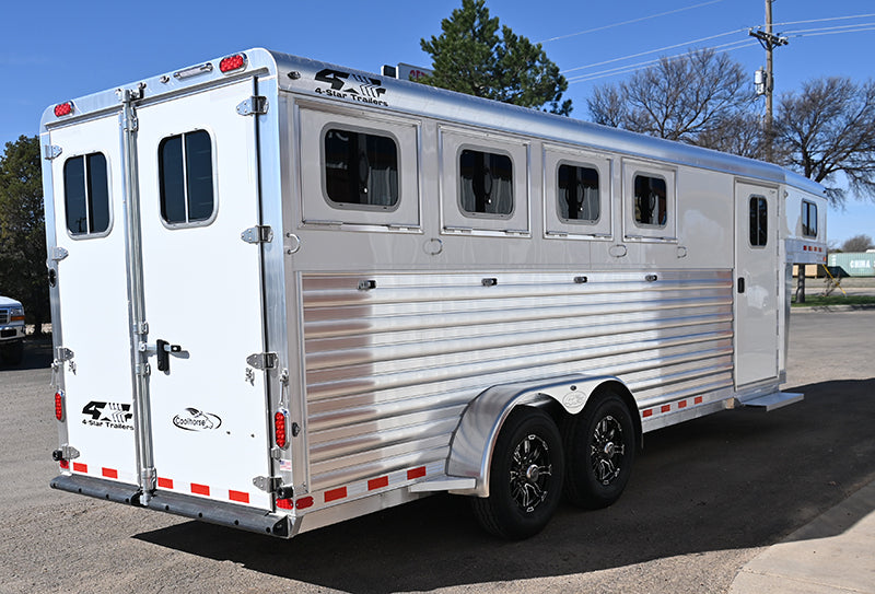 SOLD! 2026 4 Star 4 Horse Slant Gooseneck Convenience Package Trailer, Swing out Saddle Rack in Dressing Room