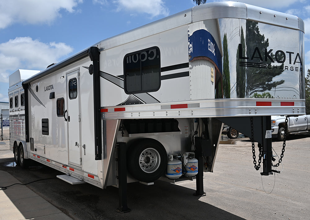 **SOLD**2025 Lakota Charger 3 Horse with 13' LQ, Slide Out, Hayrack**SOLD**