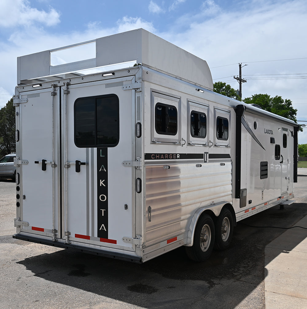 **SOLD**2025 Lakota Charger 3 Horse with 13' LQ, Slide Out, Hayrack**SOLD**