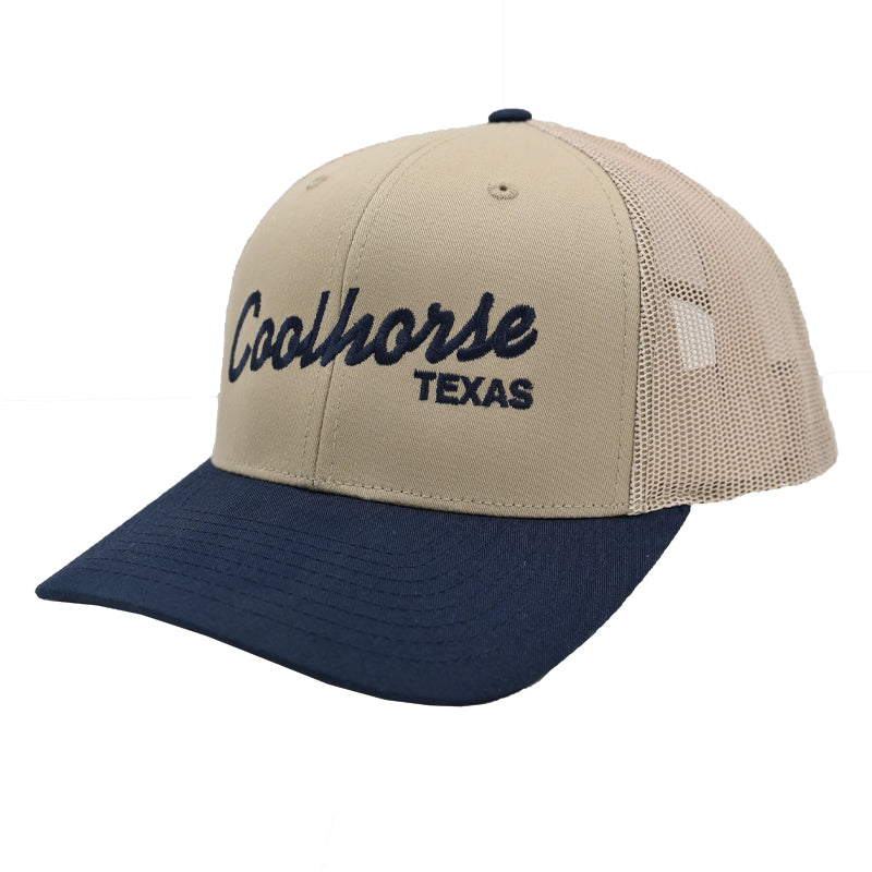 Coolhorse Cream/Light Denim Grandpa Cap with Coolhorse Leather Embroidery