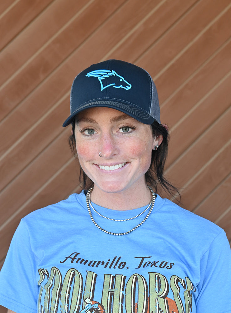 Coolhorse Navy/Charcoal Mesh Cap with Turquoise Coolhorse Logo