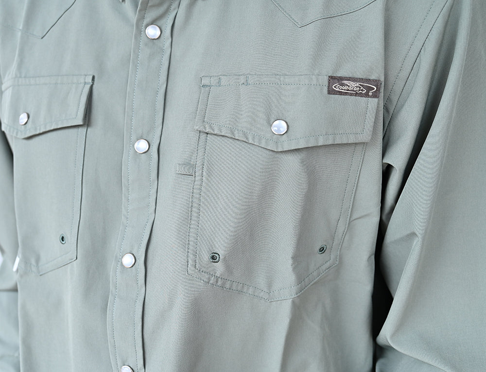 Coolhorse Long Sleeve Sage Green Pearl Snap Button Up Shirt Coolhorse Long Sleeve Sage Green Pearl Snap Button Up Shirt