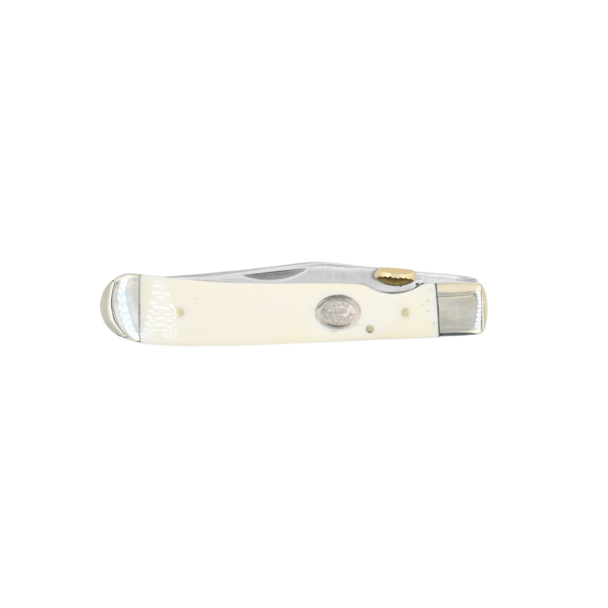 Moore Maker 4 1/8" White Bone Trapper Knife w/ Easy Open