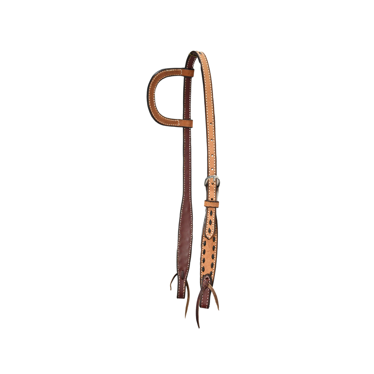 Scott Thomas Saddlery Natural Roughout Slip Ear Headstall with Buckstitch