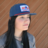 Fast Back Ropes Retro Navy Flat Bill with Red Braid Cap