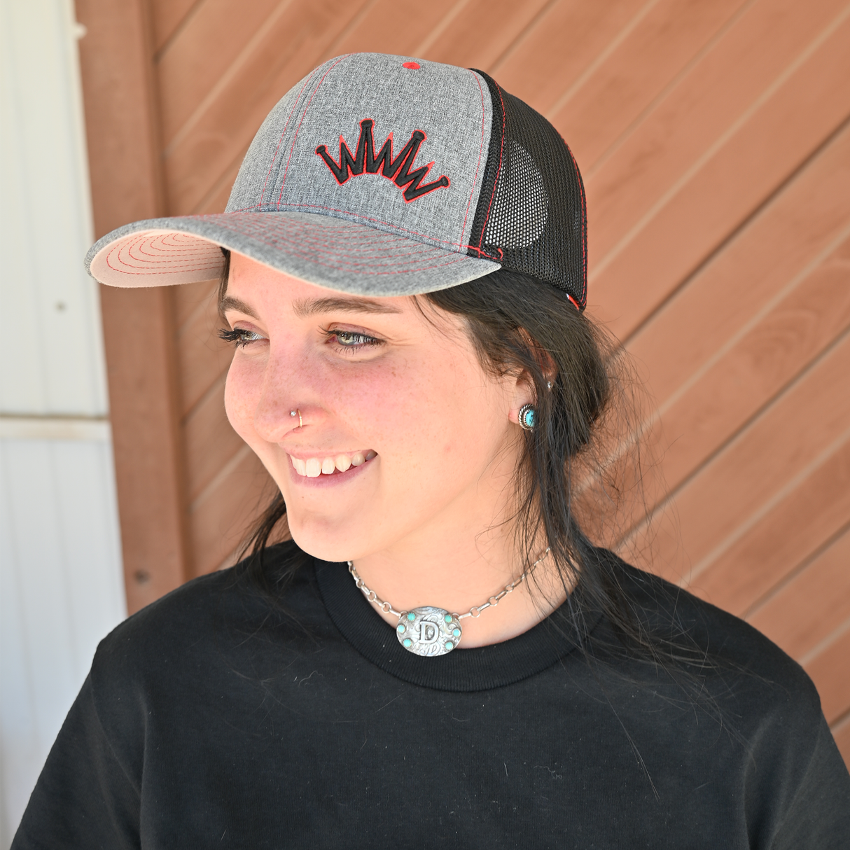 Best Ever Heather Grey Flat Brim Cap with Red Accents