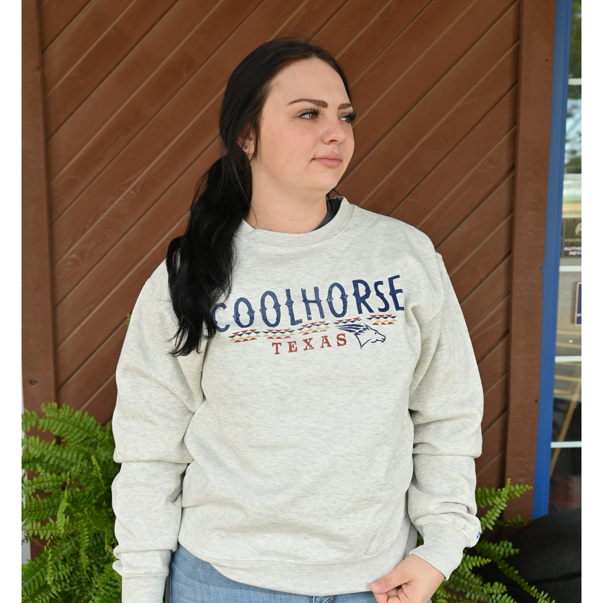 Coolhorse Oatmeal Aztec Texas Crewneck Sweatshirt