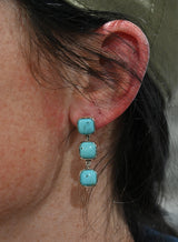 The Fallon Dangle Earring 3 Stone with Kingman Turquoise
