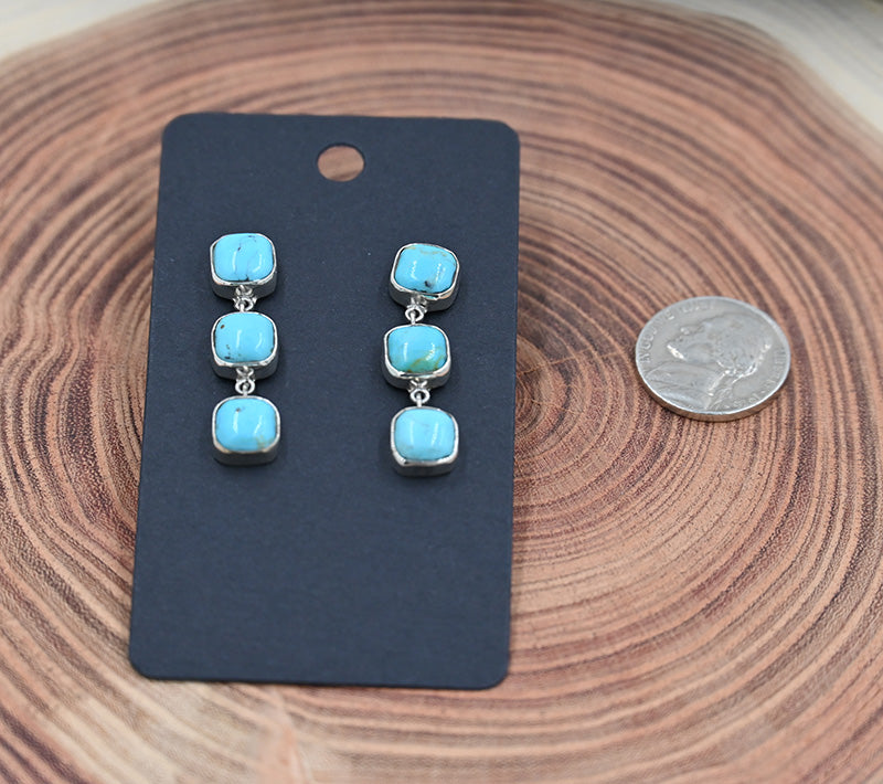 The Fallon Dangle Earring 3 Stone with Kingman Turquoise