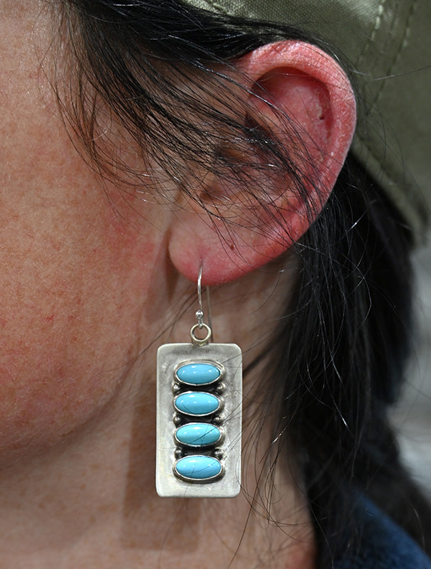 The Reya Earring 4 Stone Bar with Kingman Turquoise
