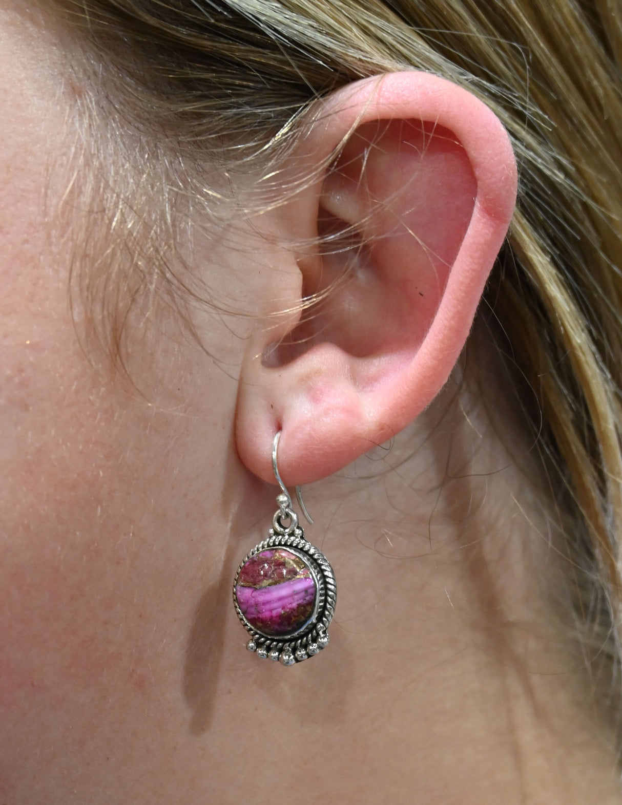 The Blake Earring with Pink Dangle Stone