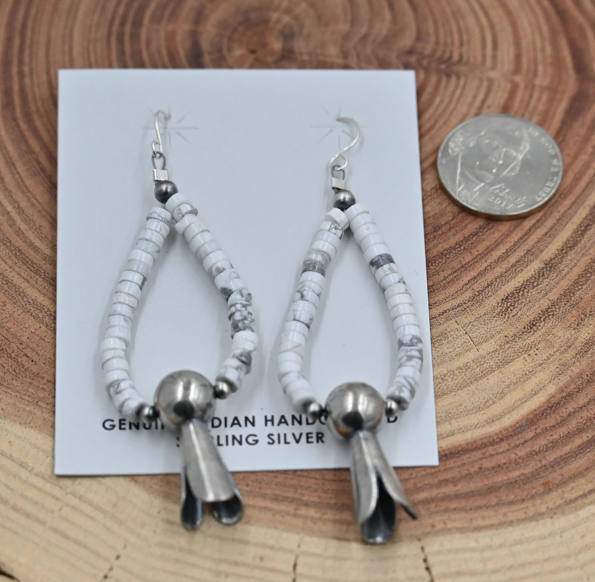 The Skylar White Howlite Hoop Earrings