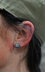 The Maisie Earring Round Concho Stud with Turquoise
