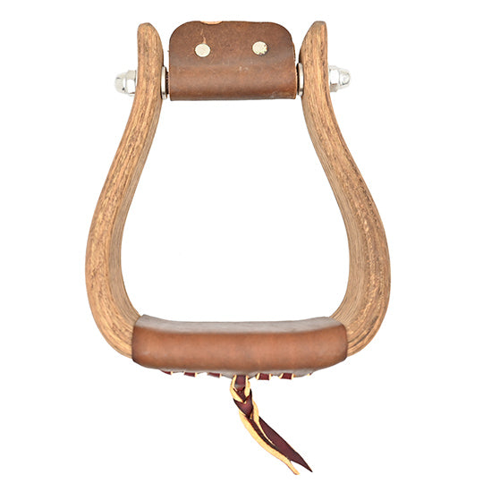 Don Orrell 3" Flat Bottom Stained Oak Rancher Stirrups