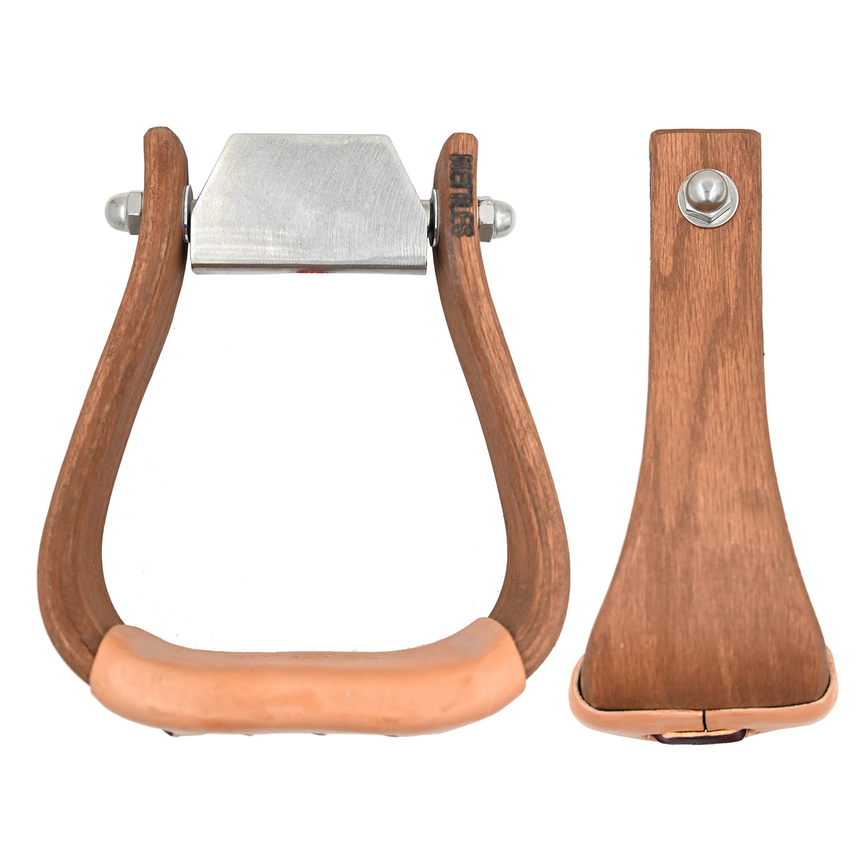 Nettles 3" "The Chisholm" All Purpose Wooden Stirrups w/ Leveler- Oiled Gunstock Stain
