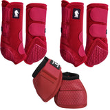 Classic Equine Flexion by Legacy Complete Package, Front, Hind, & Bell Boot Combo Pack- Crimson