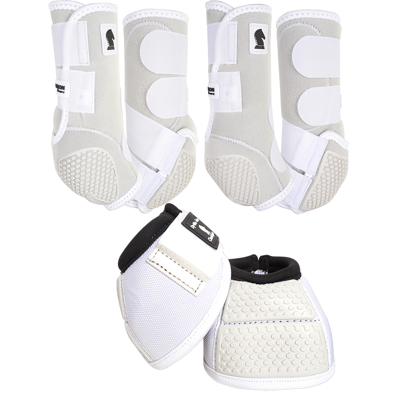 Classic Equine Flexion by Legacy Complete Package, Front, Hind, & Bell Boot Combo Pack- White