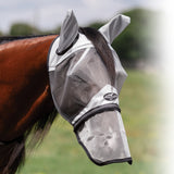 Professional's Choice Fly Screen Fly Mask with Nose Cover- Grey