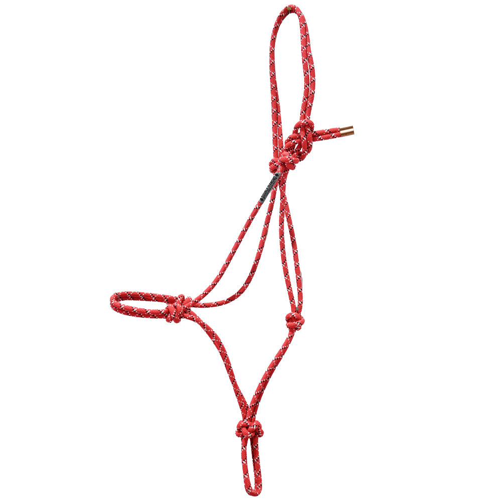 Double Diamond #100 Series Rope Halter- Red with Black & White Tracer