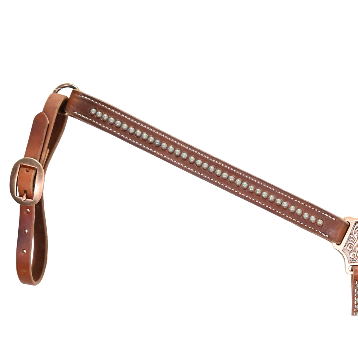 Cowperson Tack 1" Oiled Harness Leather Breast Collar with Turquoise Patina Spots
