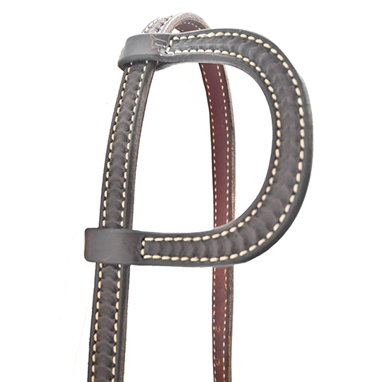 Scott Thomas Saddlery Chocolate Spider Stamped Slip Ear Headstall