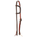 Scott Thomas Saddlery Chocolate Basket Stamped Slip Ear Headstall with Copper Rasp Buckle