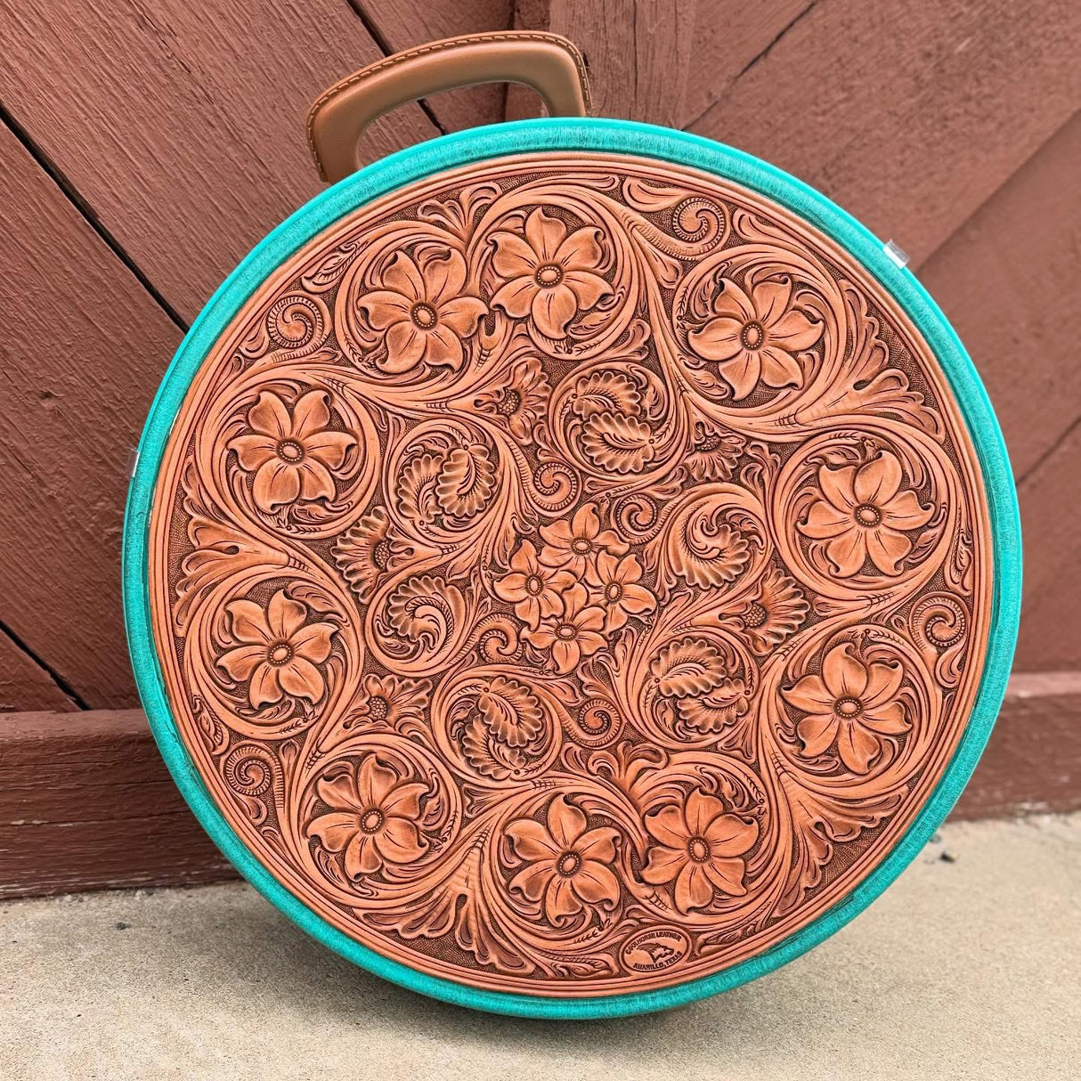 Coolhorse Leather Floral Hand-Tooled Rope Can