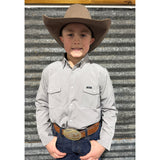 San Jac Youth Long Sleeve Performance Pearl Snap Shirt - Grey