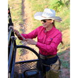 Coolhorse Women's Long Sleeve Magenta Pearl Snap Button Up Shirt
