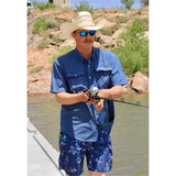 Coolhorse Short Sleeve Blue Pearl Snap Button Up Shirt