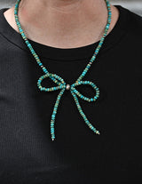 The Blaze Necklace Kingman Turquoise with Bow- 17"