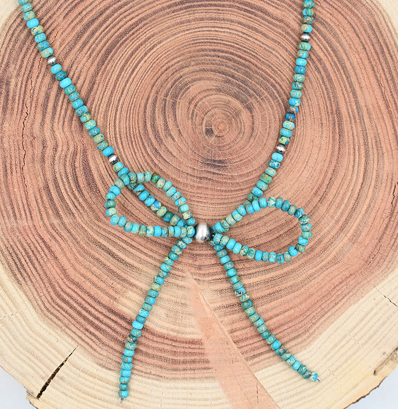 The Blaze Necklace Kingman Turquoise with Bow- 17"