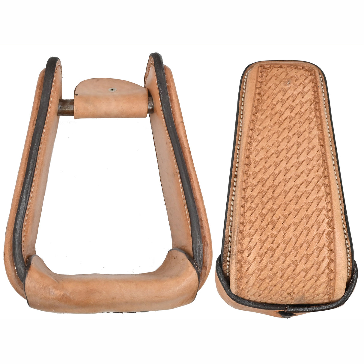 Jerry Beagley 4" Basket Stamped Roper Stirrups