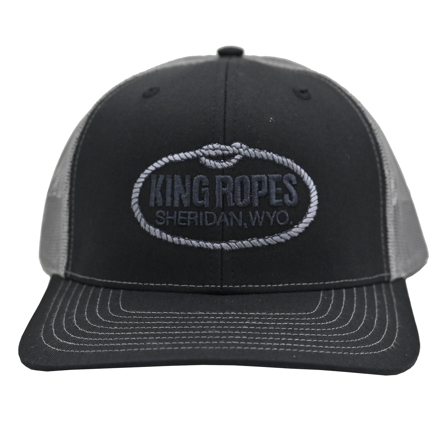 King Ropes Cap in Black with Charcoal Mesh and Charcoal Logo