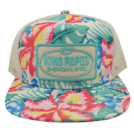 King Ropes Hawaiian Print Mesh Flatbill Cap