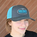King Ropes Charcoal Cap with Neon Blue Mesh