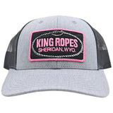 King Ropes Cap in Charcoal with Black Mesh and Pink Patch