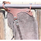 K Bar J Leather Co. Unisex Dark Brown Roughout Versatility Chaps