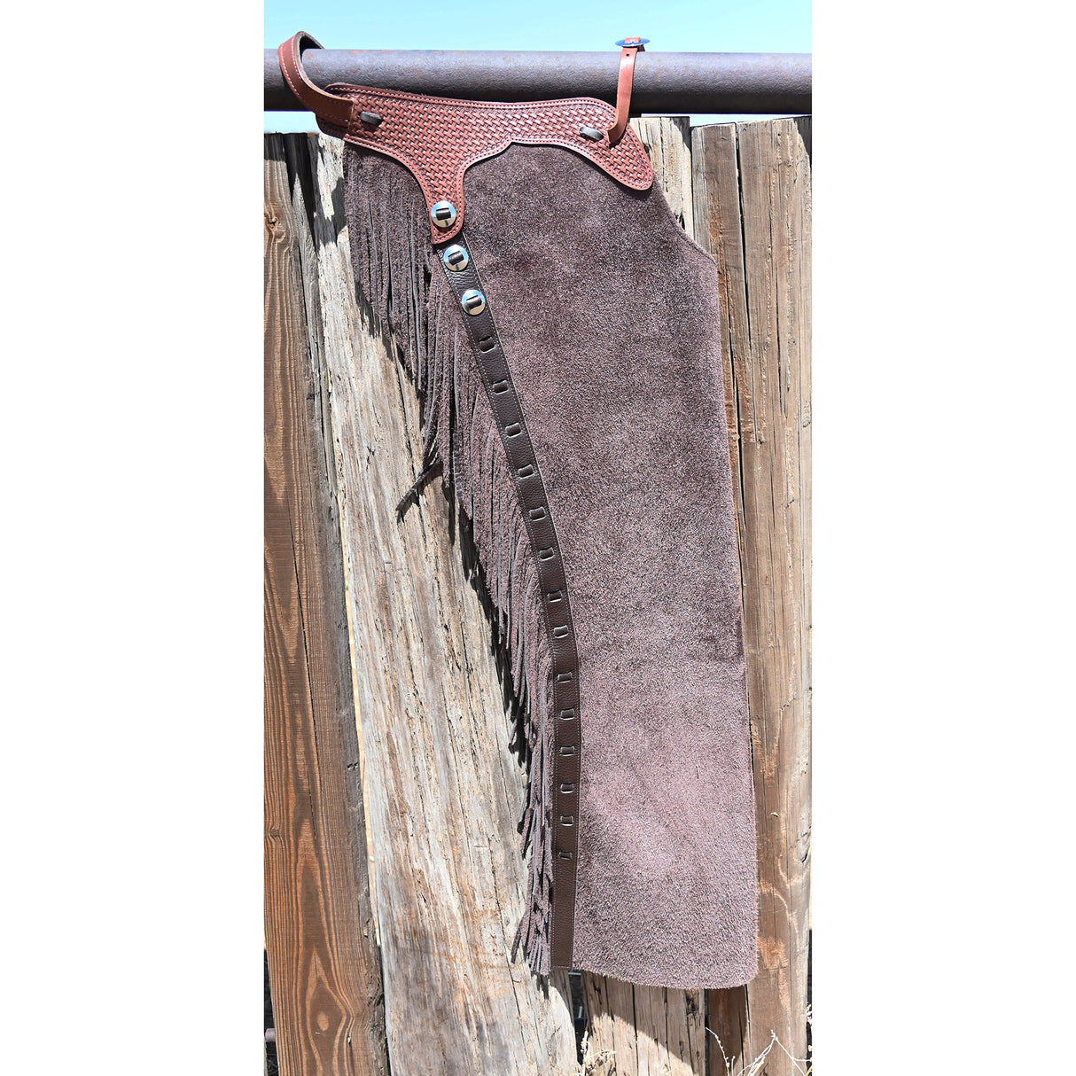 K Bar J Leather Co. Unisex Dark Brown Roughout Versatility Chaps