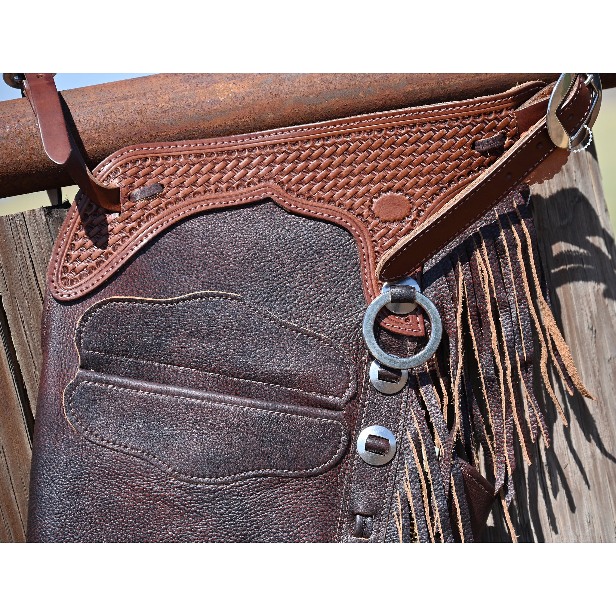 K Bar J Leather Co. Unisex Dark Brown Smoothout Versatility Chaps