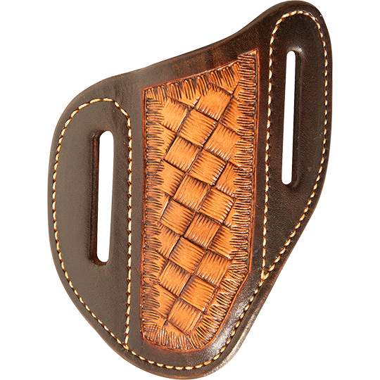 Martin Saddlery Angled Knife Sheath with Dark Framed Mini Weave Tooling