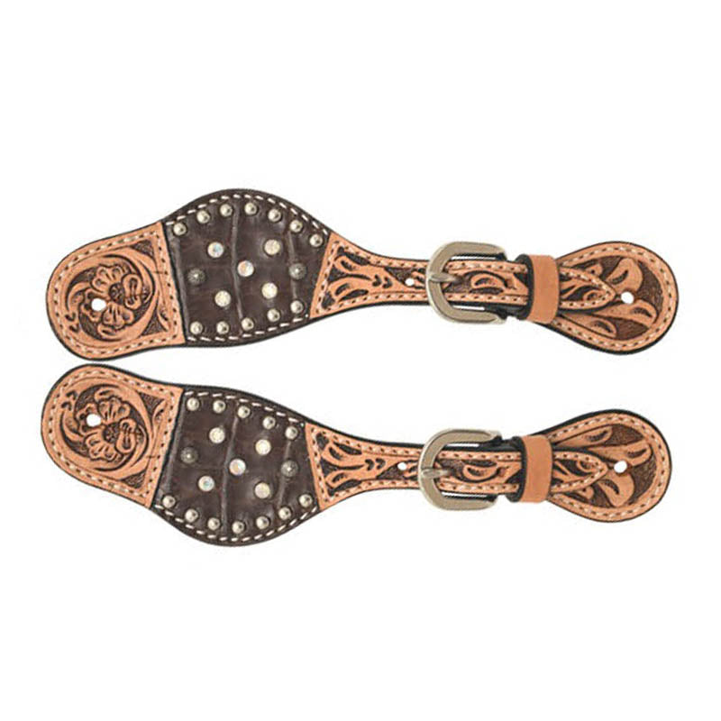 Rafter T Ranch Co Brown Gator Print Kids Spur Straps
