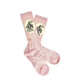 Lucky Chuck Fringe Bucking Dusty Pink Western Cowgirl Performance Socks