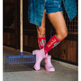 Lucky Chuck Take the Risk Hot Pink Western Performance Socks