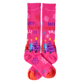 Lucky Chuck Merry Christmas in Hot Pink Western Performance Socks